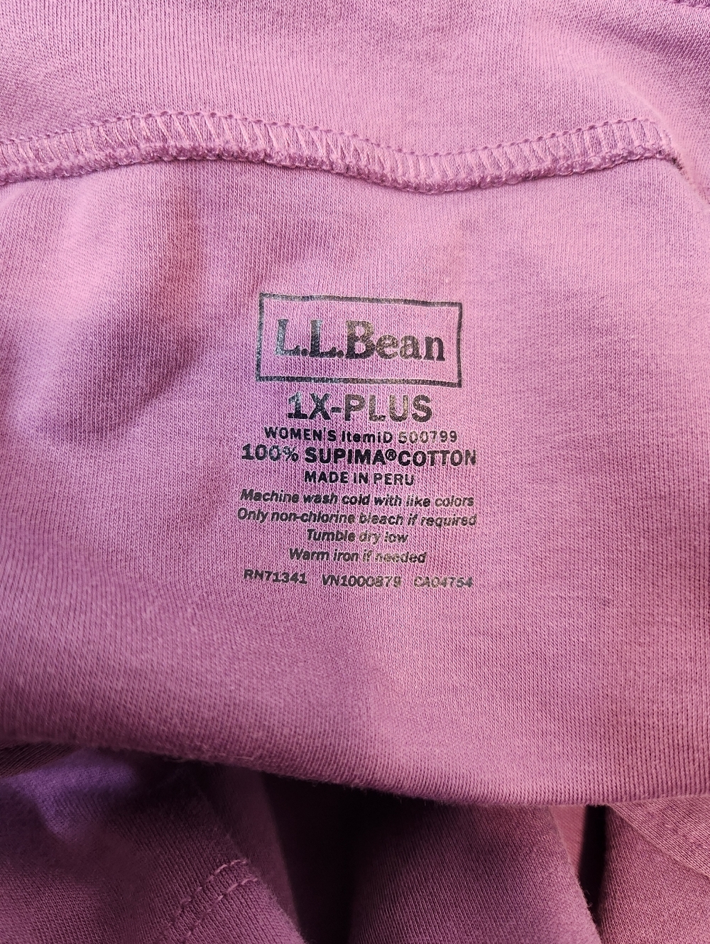 L.L. Bean Women's Pima Cotton Tunic Three Quarter Sleeve Splitneck Size 1X Plus - Picture 5 of 7